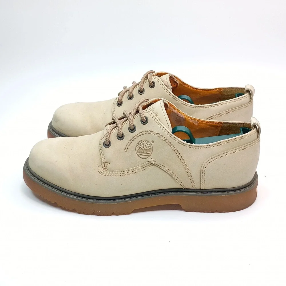 Timberland 970 Oxford Shoes Men Size 9.5M Beige Leather Lace Up Gum Sole
